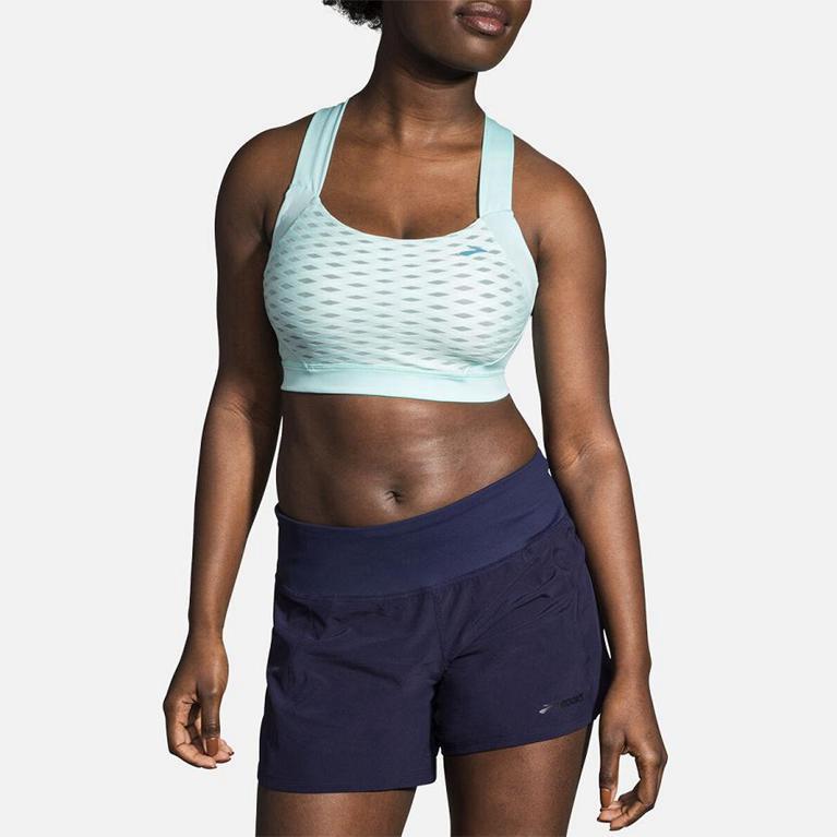 Brooks Uphold Crossback Running Bra - Women's - Blue (70489-QPUZ)